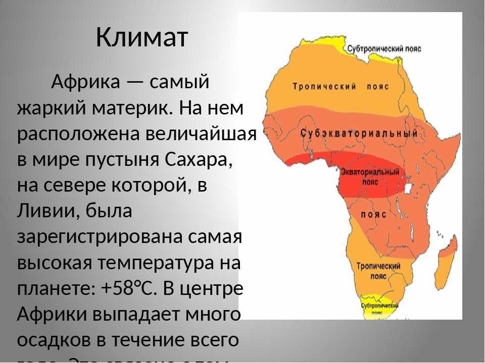 Общая характеристика климата . климатические пояса и типы климата африки